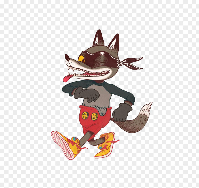 Blindfolding Wolf Cartoon Drawing Illustration PNG