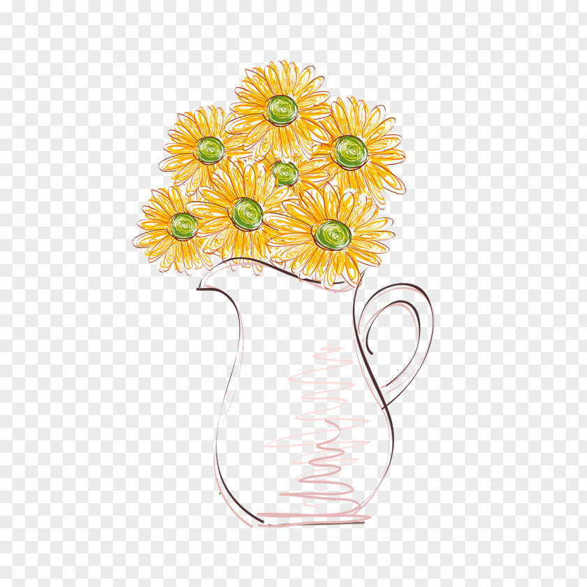 Vase Of Sunflowers Flowerpot Common Sunflower Illustration PNG