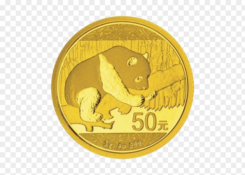 Gold Giant Panda Chinese Coin Silver PNG