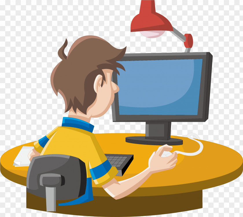 Work Man Computer Cartoon Poster Promotional Material Royalty-free Clip Art PNG