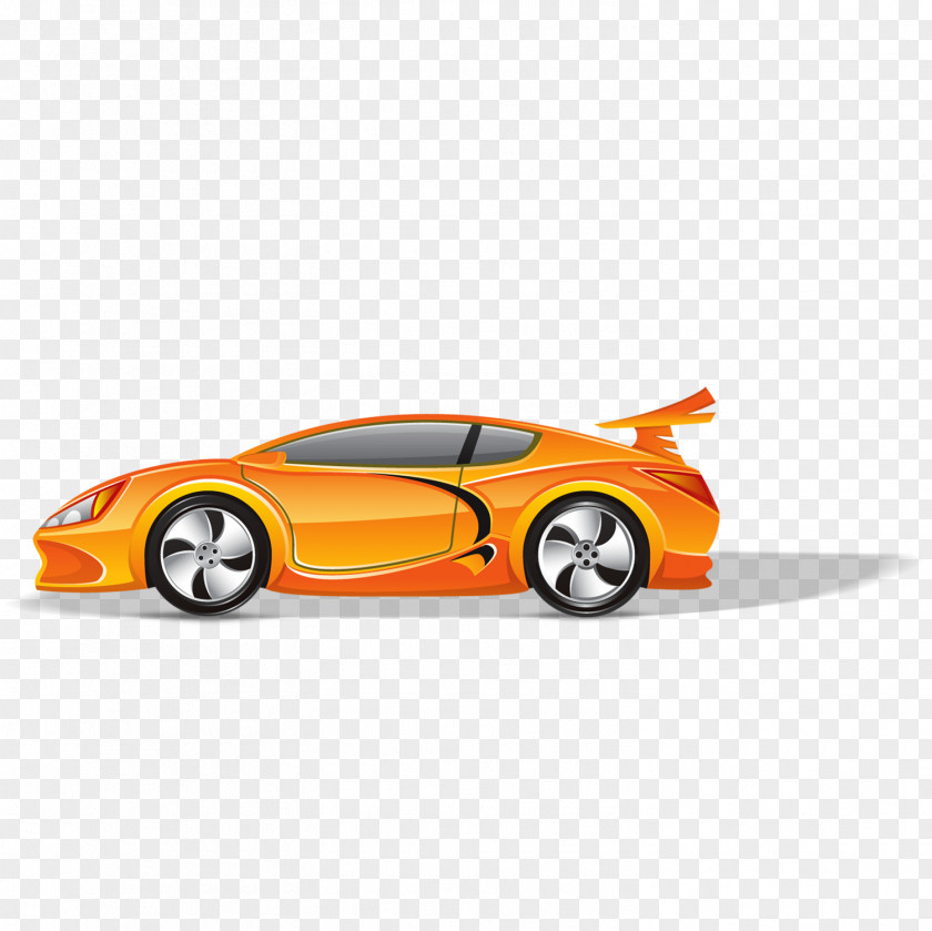 Yellow Cartoon Sports Car PNG