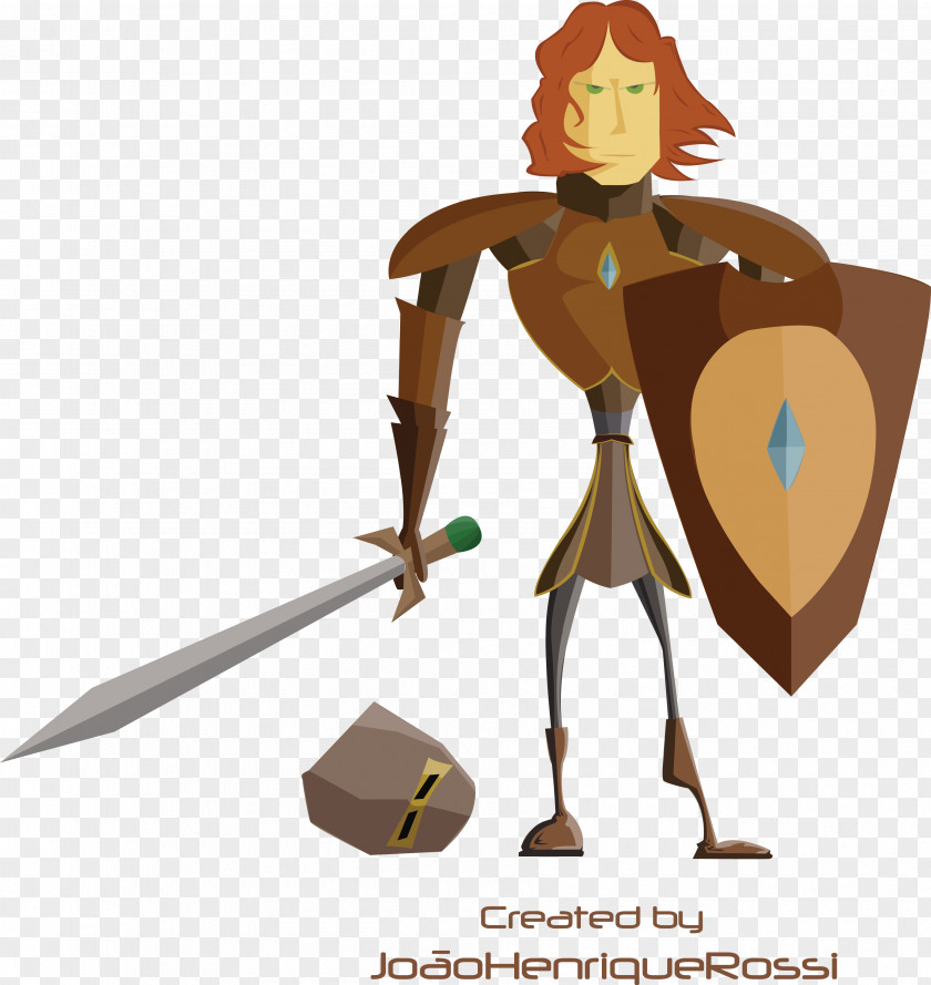 Medieval Warrior Costume Design Cartoon Weapon Character PNG