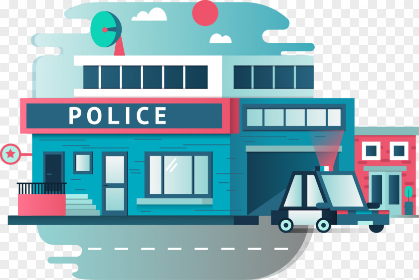 Cartoon Police Pattern Station Officer Building PNG