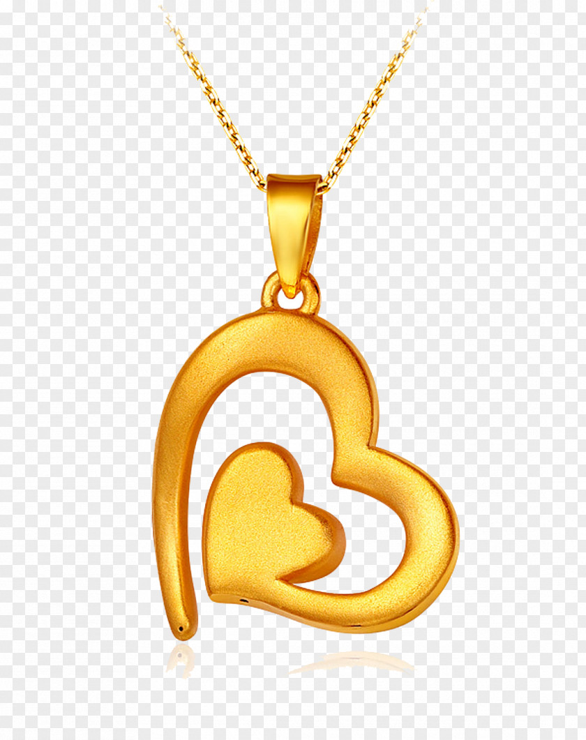 Double Heart Pendant Gold Necklace Locket PNG