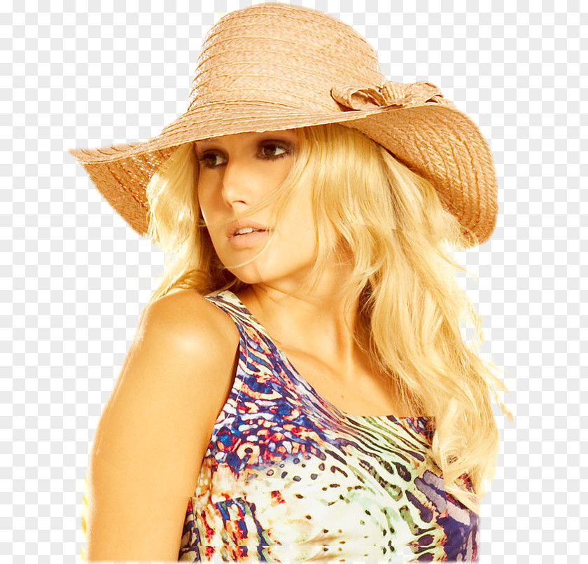Woman Sun Hat Blond Painting PNG