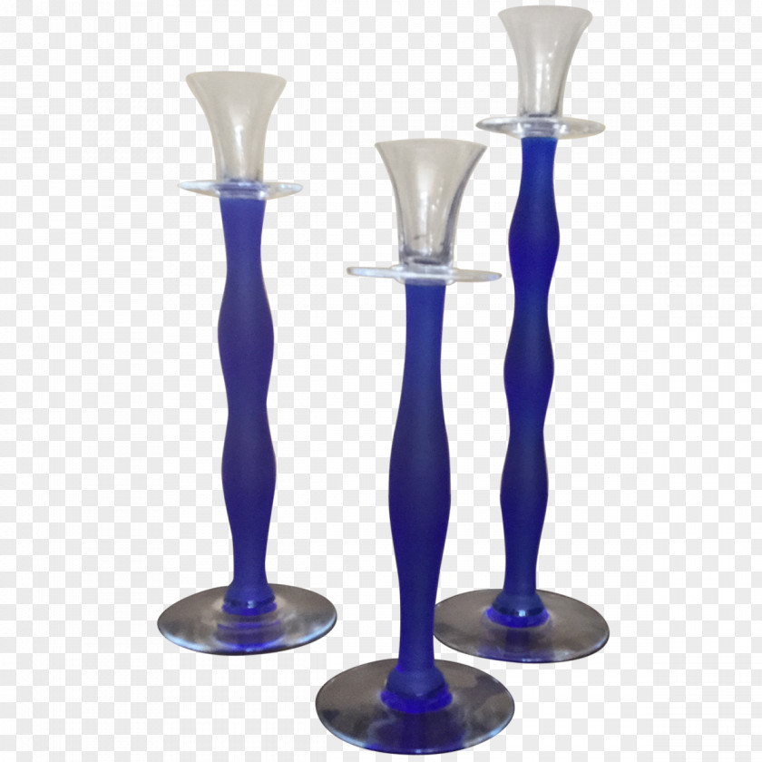 Frosted Glass Cobalt Blue Stemware Vase PNG