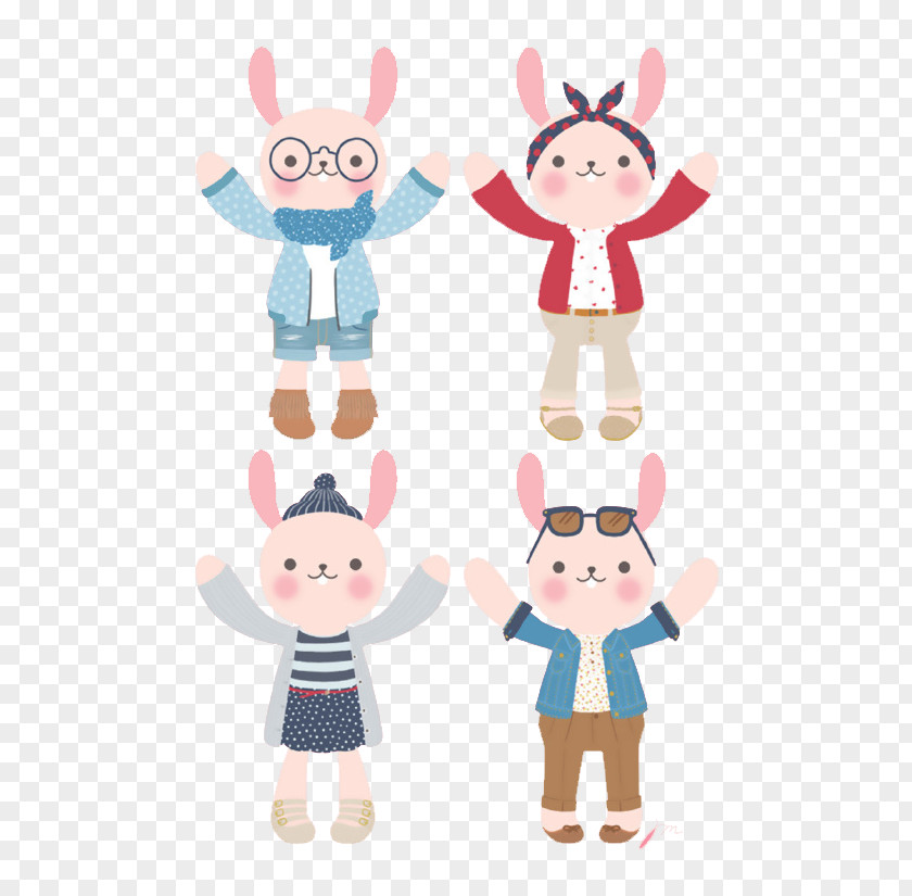 Cartoon Rabbit Doll Textile Toddler Illustration PNG