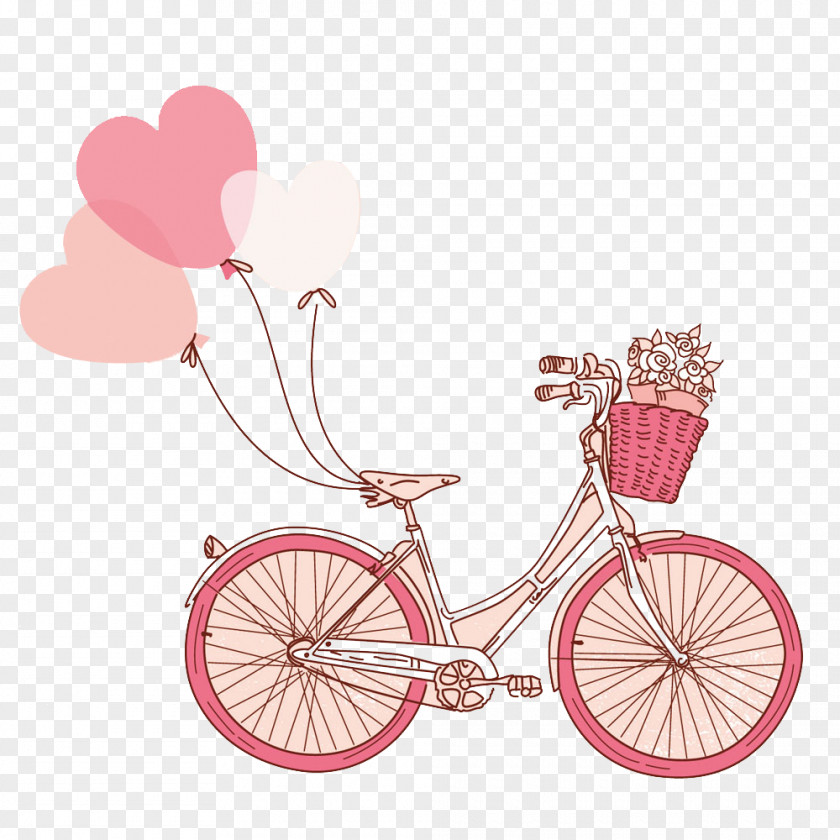 Pink Bike Valentines Day Drawing Gift Illustration PNG