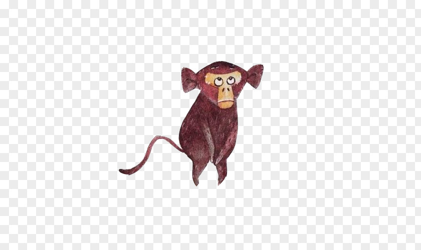 Shy Monkey Hand Painting Ape Watercolor PNG