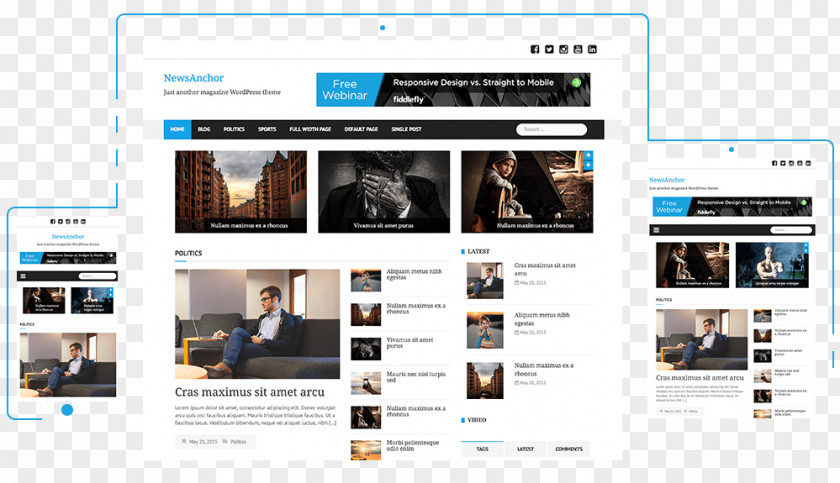 WordPress News Presenter Blog Theme PNG