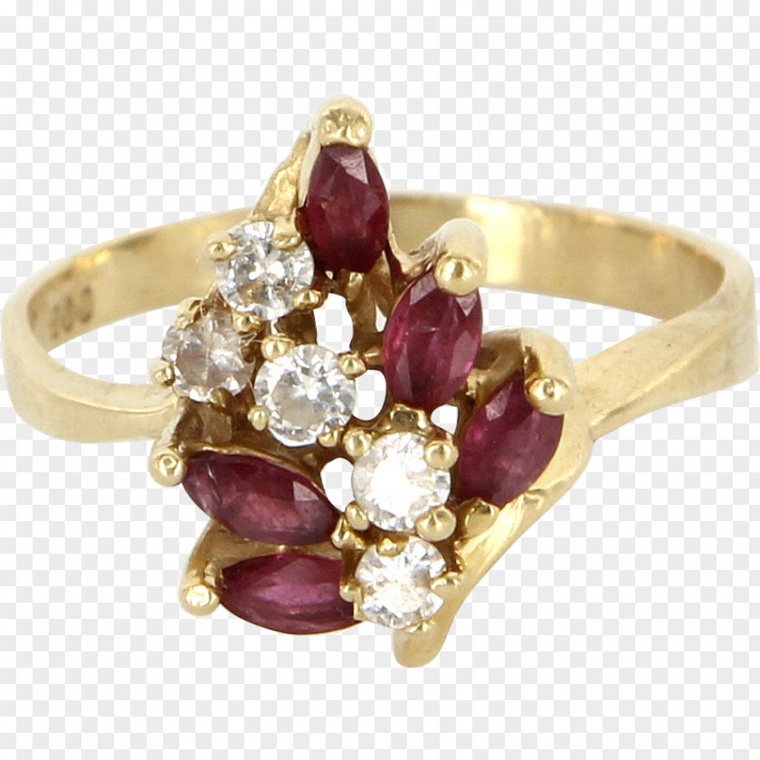 Ruby Ring Colored Gold Cocktail Carat PNG