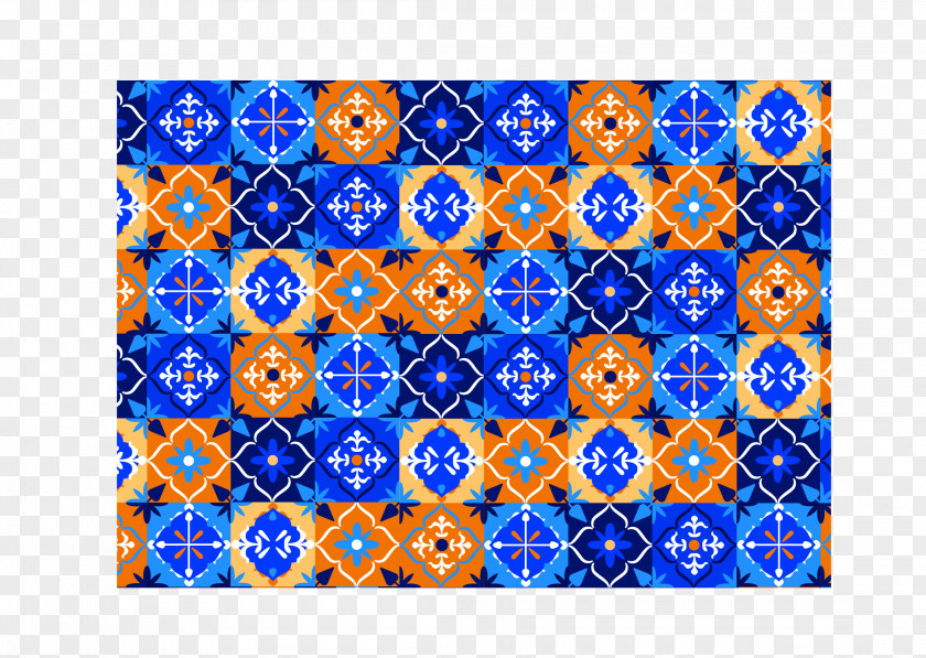 Blue And Orange Brocade Pattern Pottery PNG