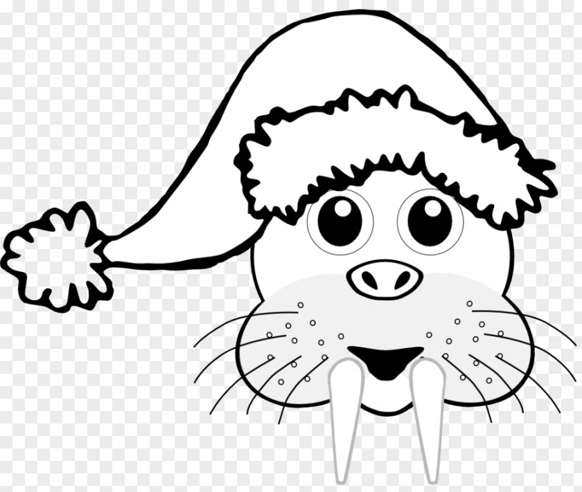 Walrus Pictures Santa Claus Christmas Ornament Black And White Clip Art PNG