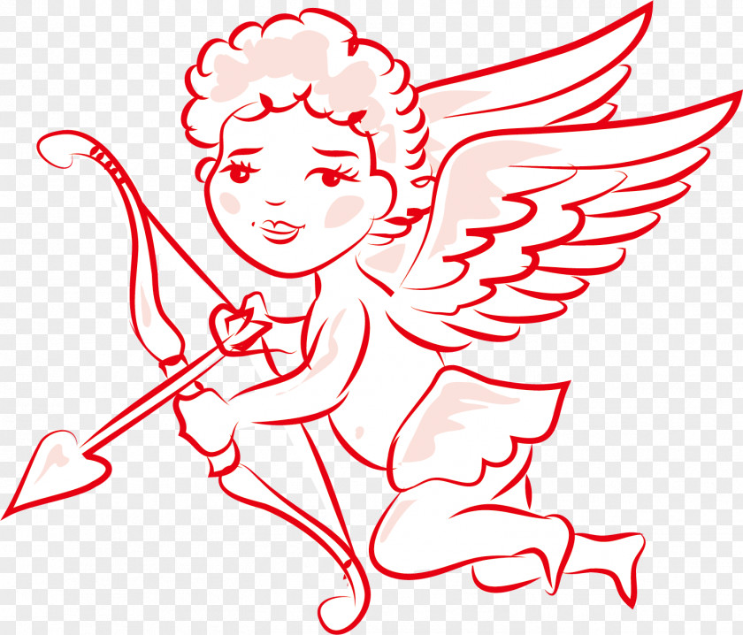 Hand Painted Red Cupid Clip Art PNG