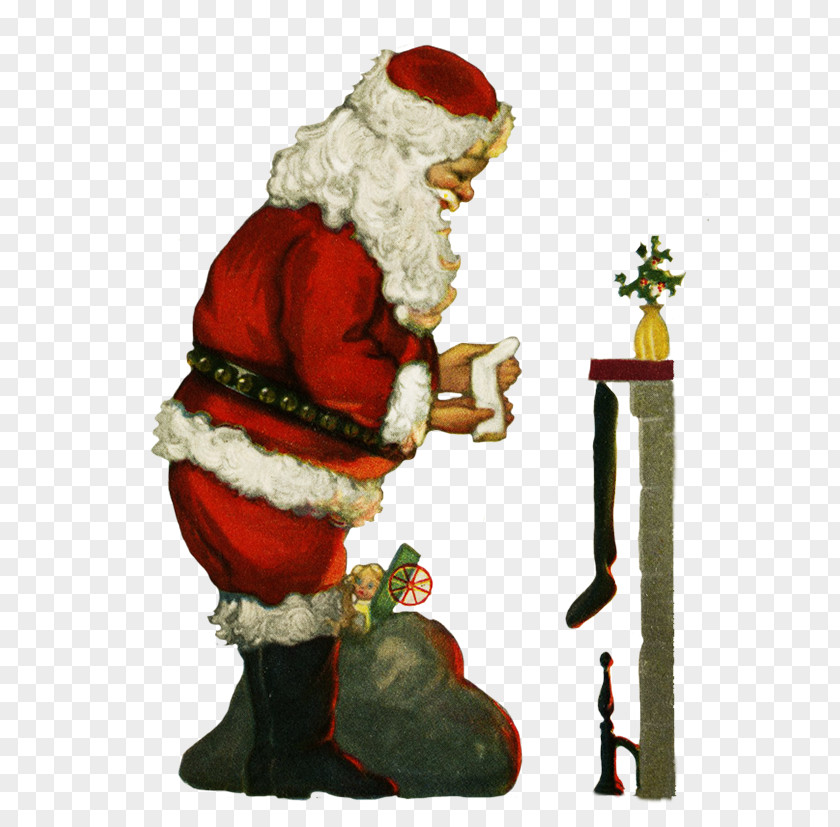 Vintage Christmas Santa Claus Ornament Gift Clip Art PNG