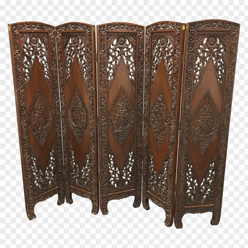 Carved Exquisite Room Dividers Brown Antique PNG