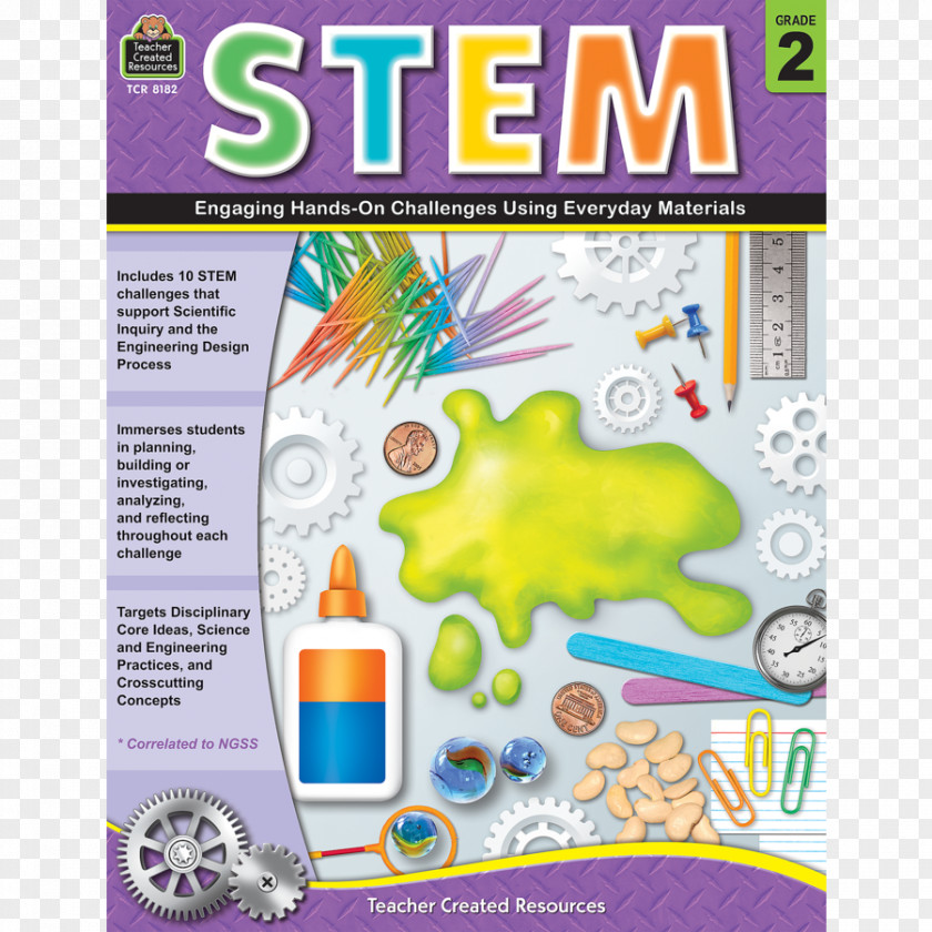 Book Cover Material STEM: Engaging Hands-On Challenges Using Everyday Materials Science, Technology, Engineering, And Mathematics Resource PNG