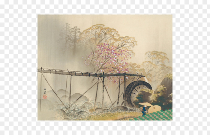 Painting Adachi Museum Of Art Spring Drizzle Nihonga PNG
