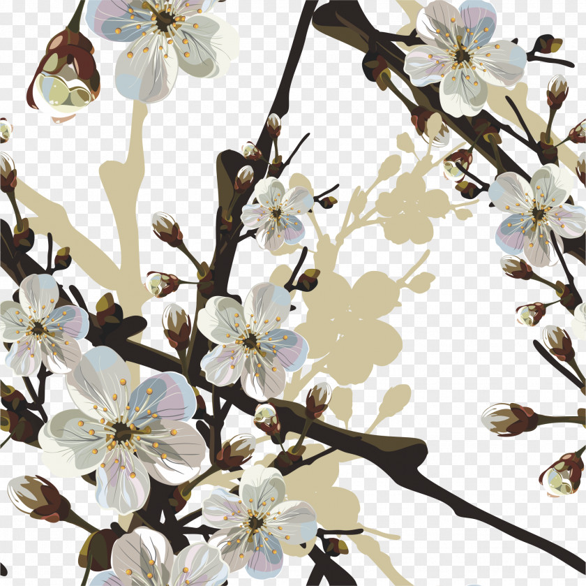 Cherry Tree Branches Blossom Paper Flower PNG