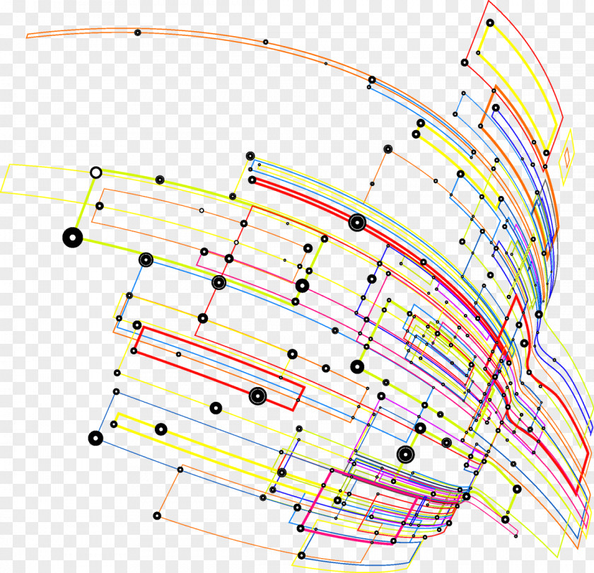 Colorful Science And Technology Lines Background Line Point PNG