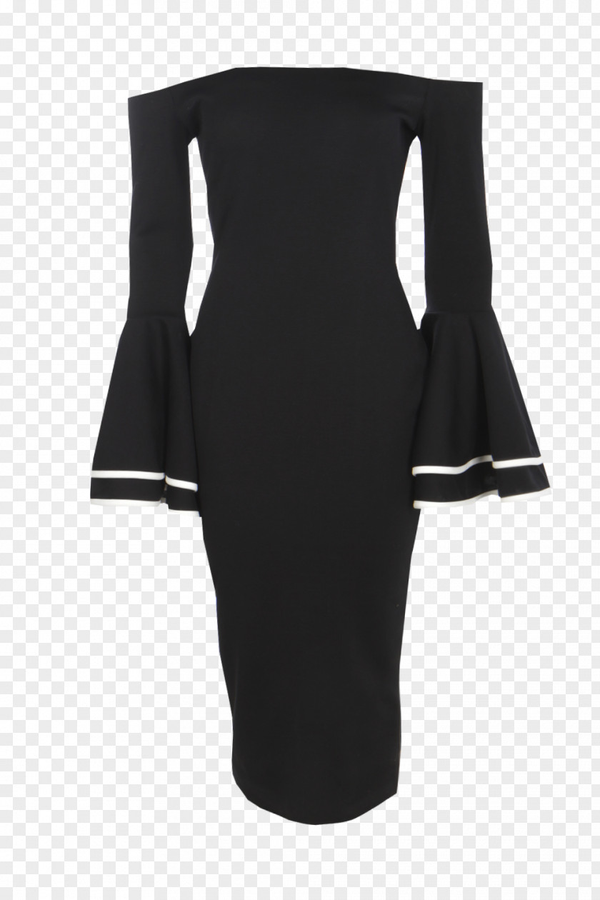 Dress Little Black Neckline Bell Sleeve PNG