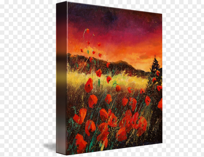 Red Sunset Watercolor Painting Oil Art Watercolour Flowers PNG