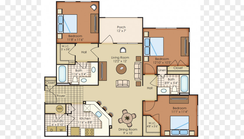 2D Floor Plan Fuquay-Varina The Village At Marquee Station Apartments PNG
