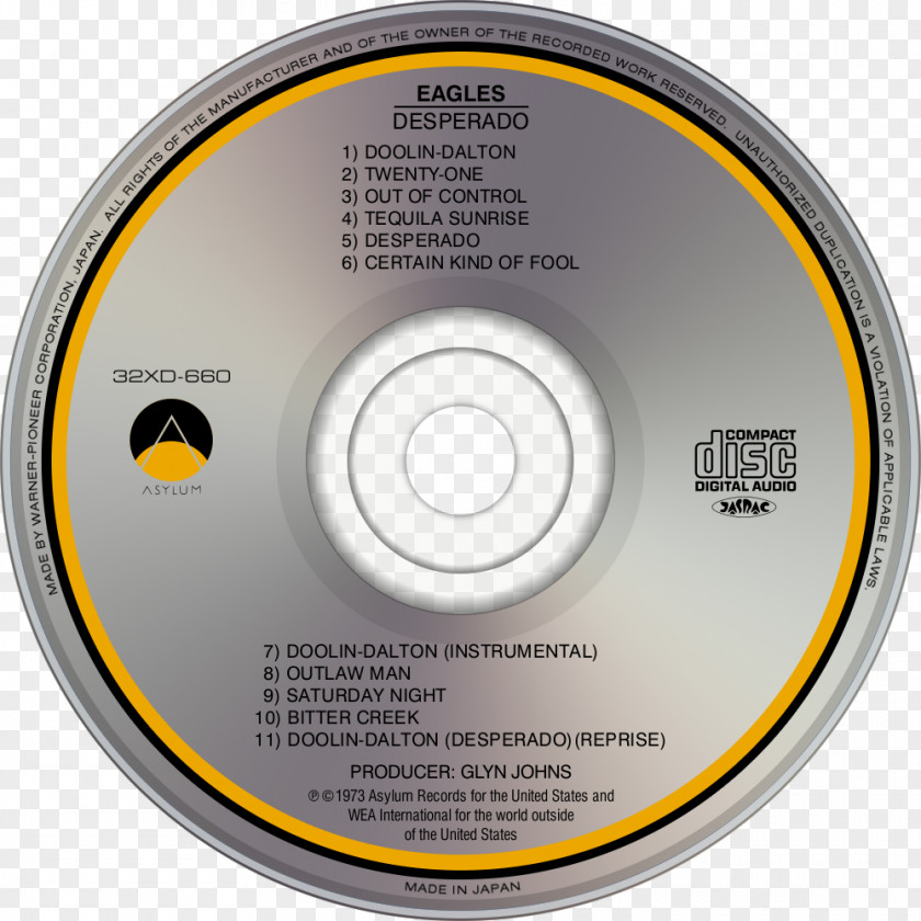 Desperado Compact Disc Album Eagles AC/DC PNG