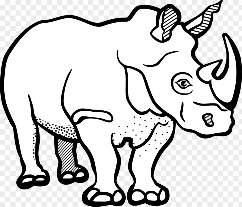 Rhino Rhinoceros Line Art Drawing Clip PNG