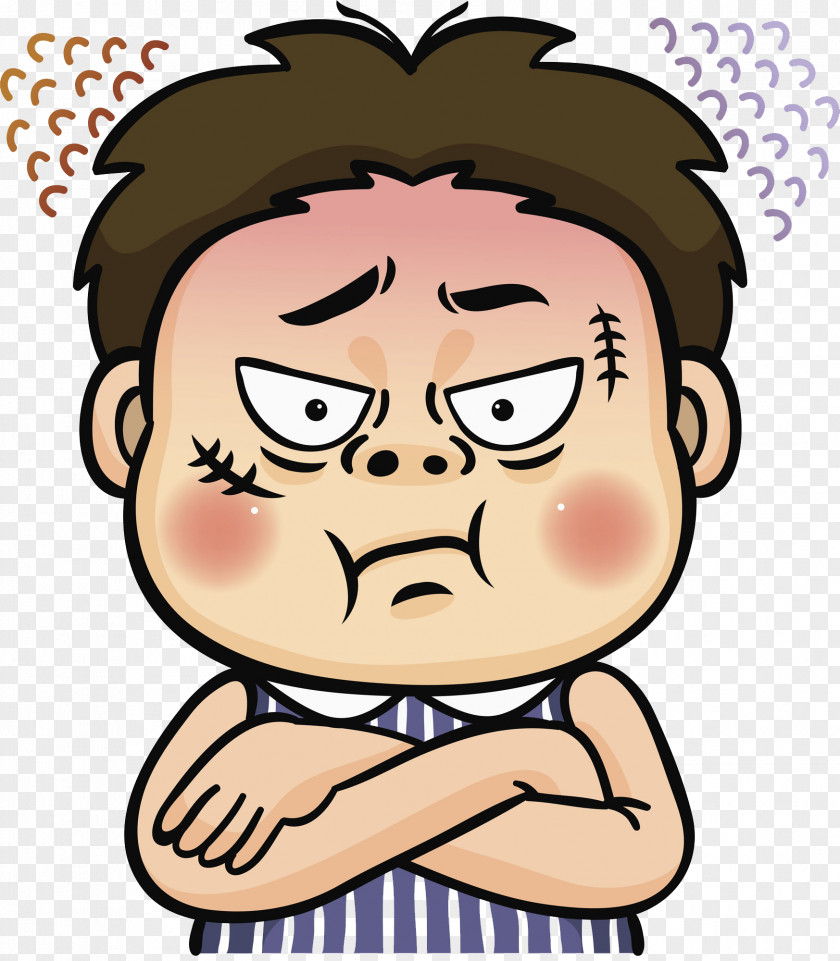 Black Haired Man Anger Facial Expression Emotion PNG