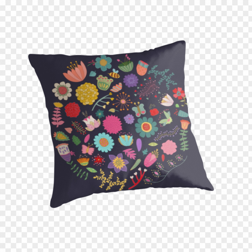 Bright Color Cushion Throw Pillows Textile Flower PNG