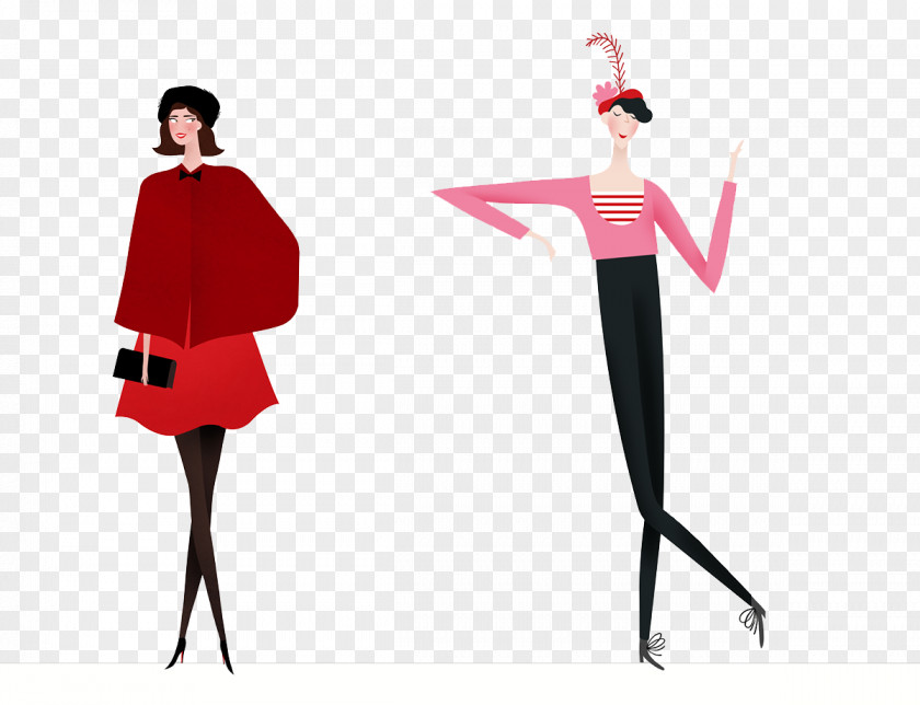 Different Dress Women Drawing Illustration PNG