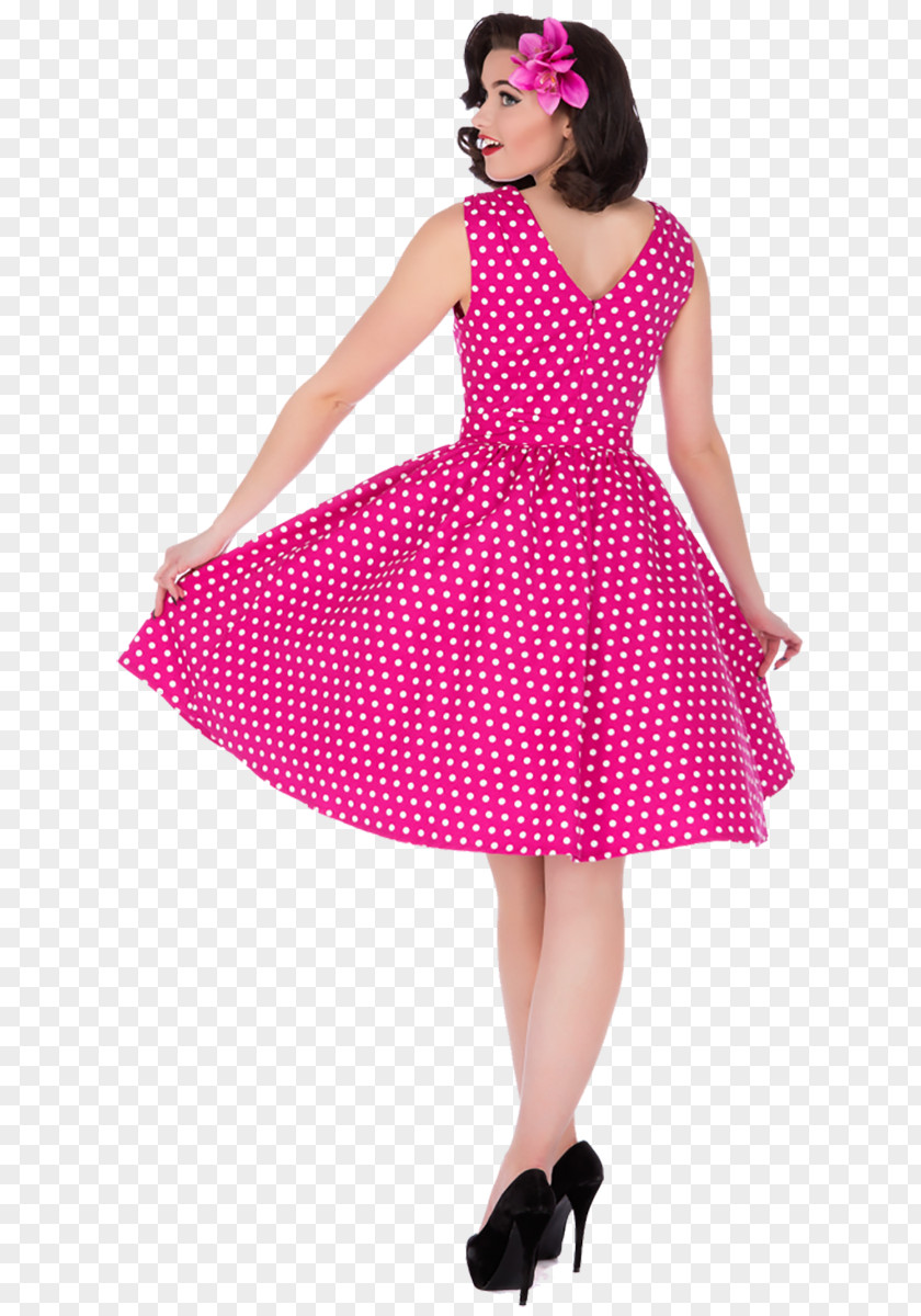 Dress 1950s Polka Dot 1970s Rockabilly PNG