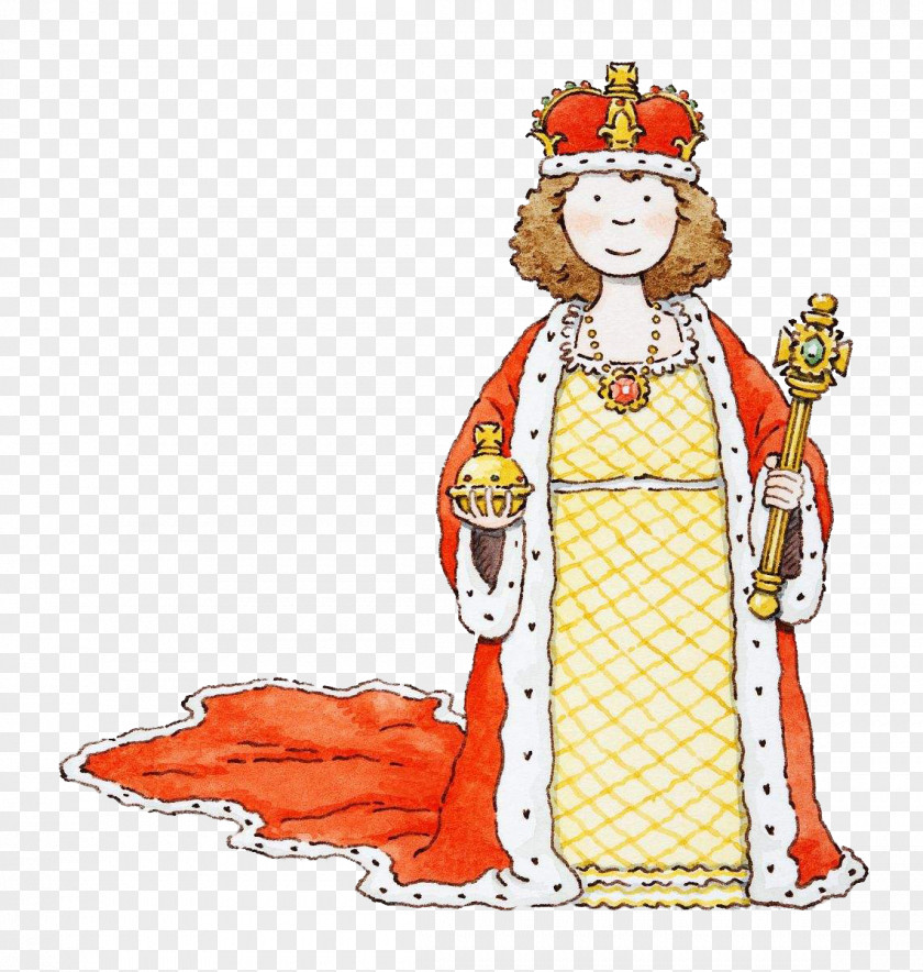 Cartoon Queen Statue Poppy Flowers Illustration PNG