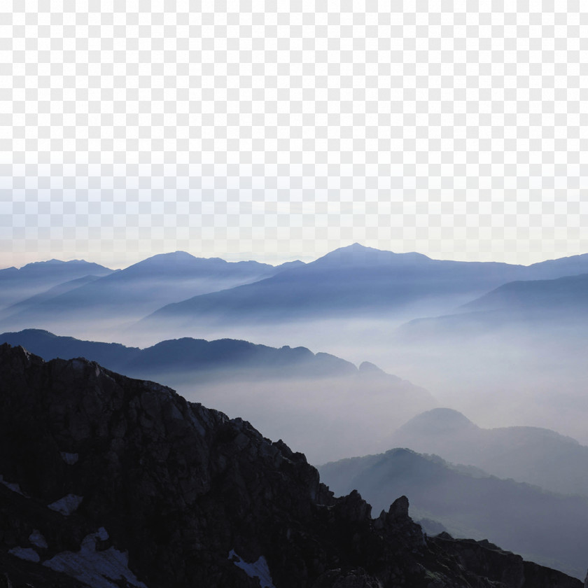 Endless Mountain Fog Landscape Plan Euclidean Vector PNG