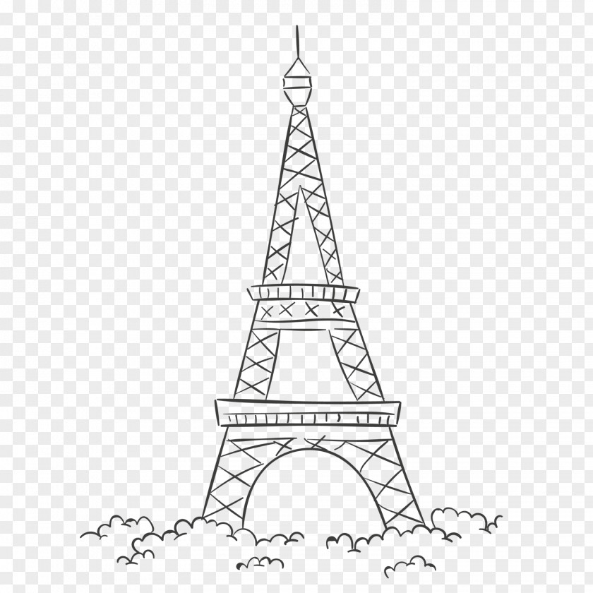 French Cartoon Eiffel Tower Drawing Monument Coloring Book Illustration PNG