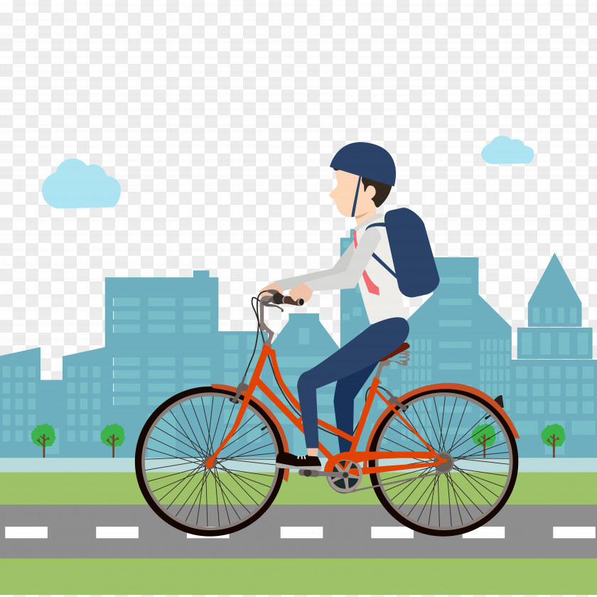 Vector Flat Bike To Work On The Road Fixed-gear Bicycle Cycling Clip Art PNG