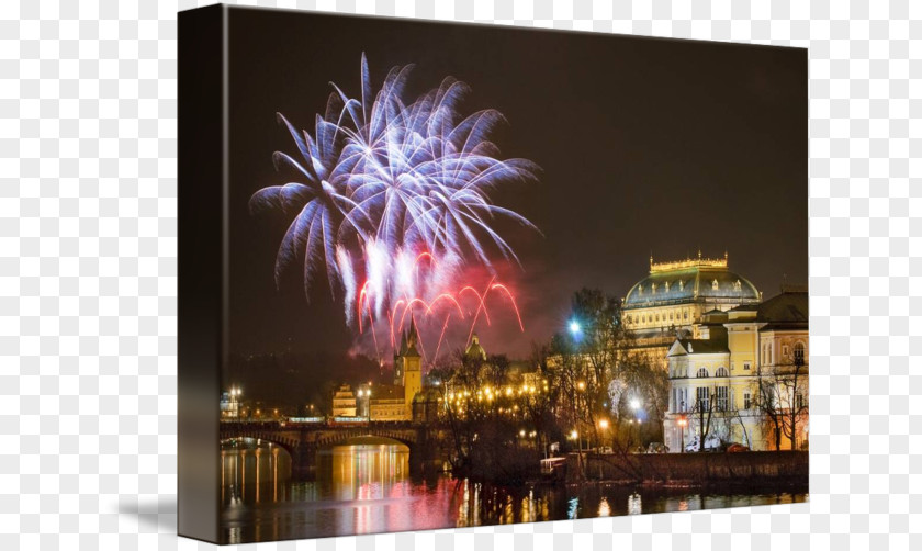 Fireworks Prague New Year's Eve Gallery Wrap PNG