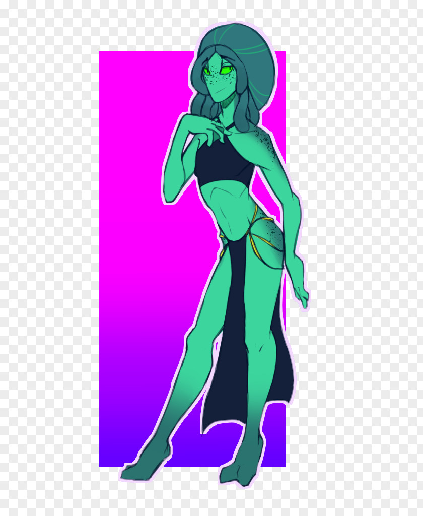 Medusa Costume Design Green Cartoon Wetsuit PNG