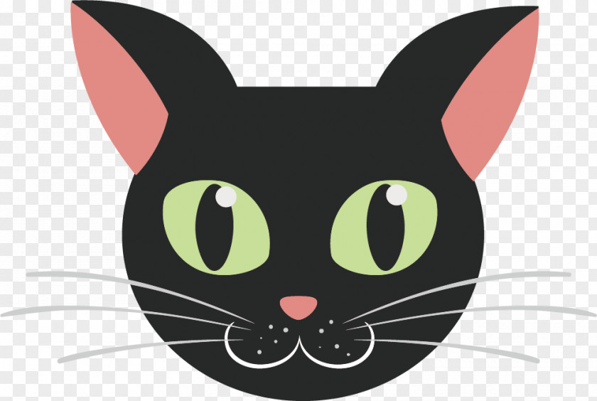 Cartoon Cat Face Black Kitten PNG