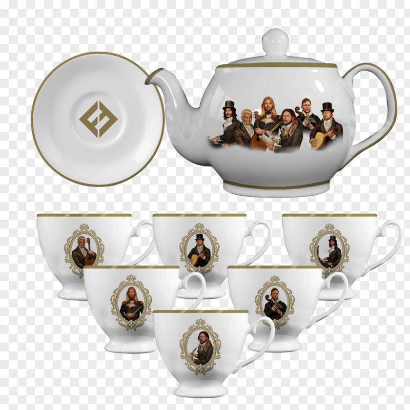 Tea Time Set Teapot Saucer Tableware PNG