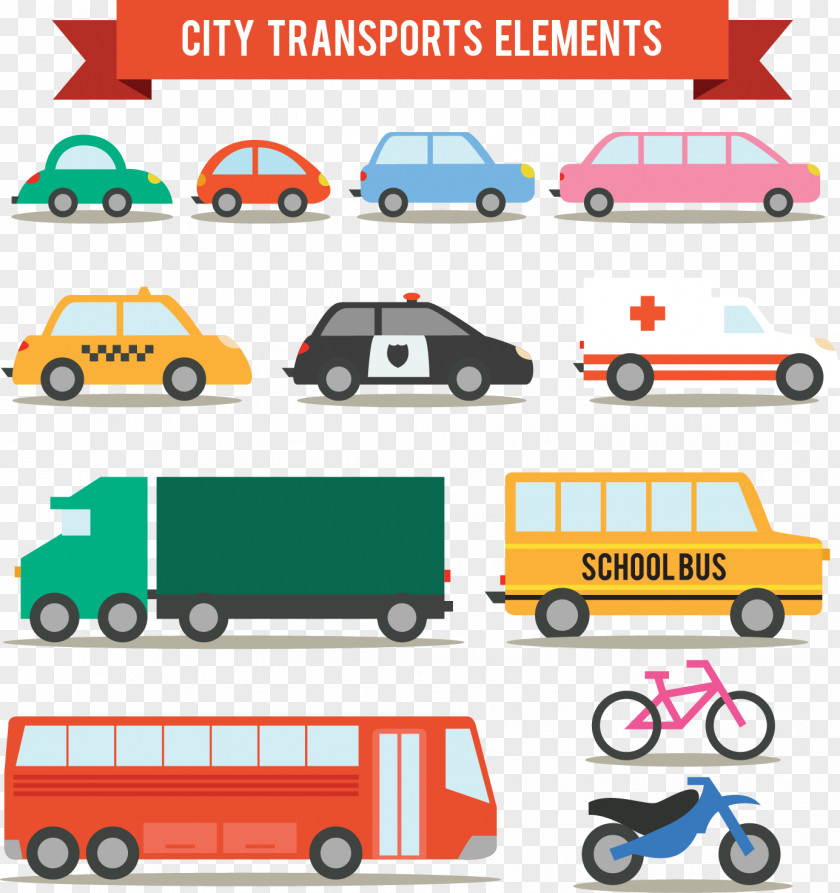 Vector Hand-drawn Cartoon Vehicles PNG