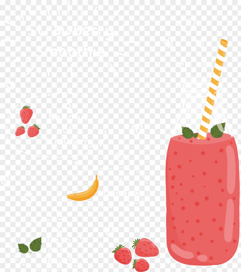 Cartoon Strawberry Drink Vector Smoothie Milkshake Soft Juice PNG