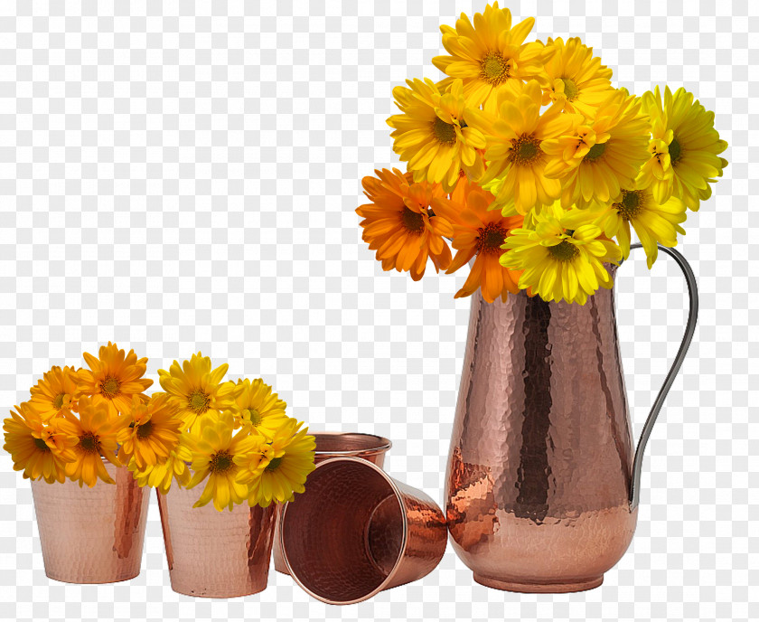Sunflower Vase Cut Flowers Flowerpot Glass PNG
