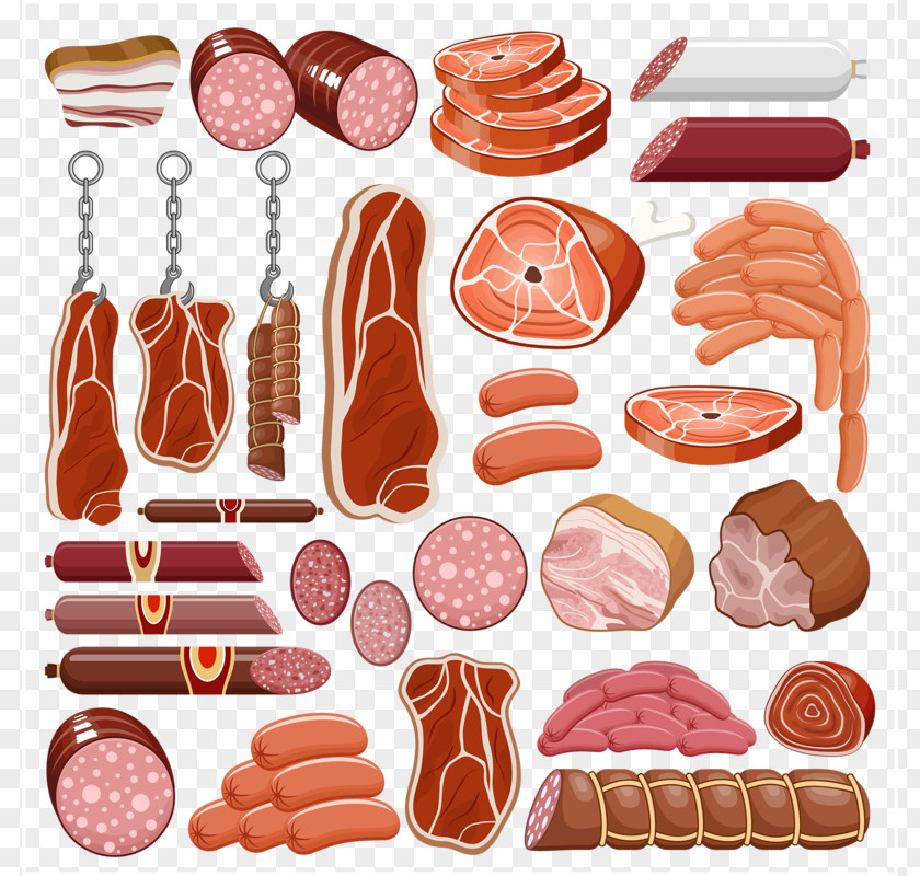 All Kinds Of Bacon Chinese Sausage Barbecue Grill Mettwurst Meat Clip Art PNG
