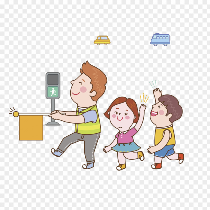 Children Crossing The Traffic Lights Stock Photography Light Cartoon PNG