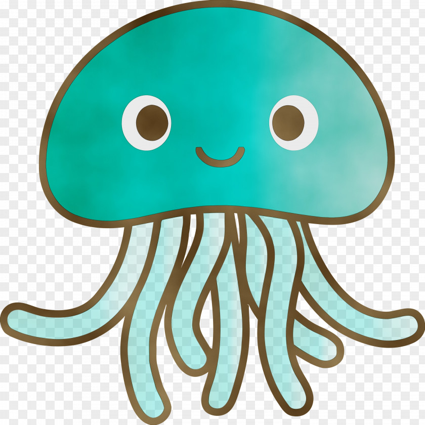 Octopus Green Turquoise Aqua Cartoon PNG