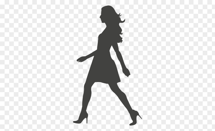 Youthful Vector Walking Silhouette Woman PNG