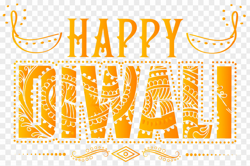 Happy Diwali Orange Text Transparent Clip Art Image Diya PNG