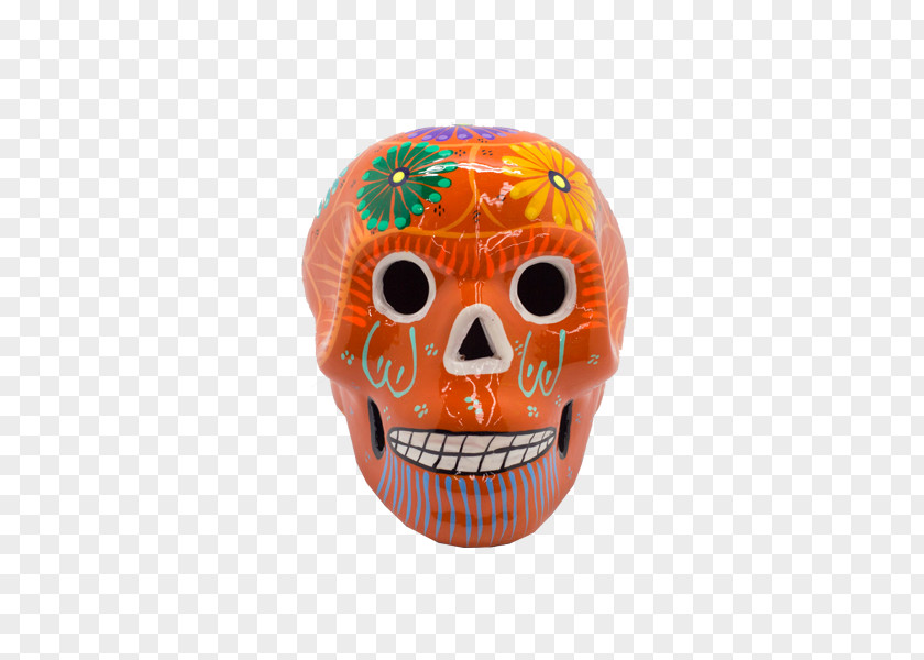 Mexican Painted Skull Banner Day Of The Dead Cuisine Ceramic Terracotta PNG